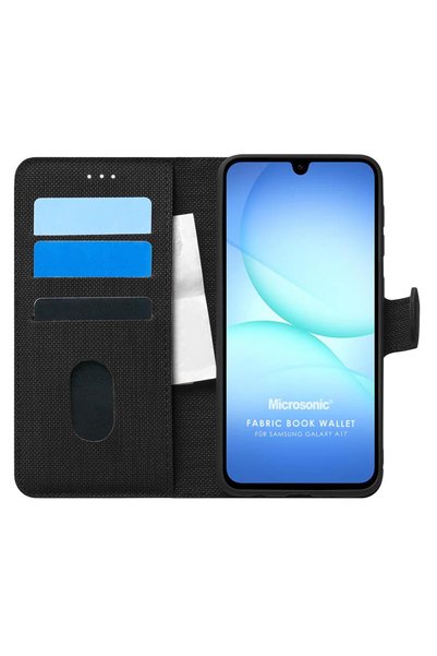 Microsonic Samsung Galaxy A17 Case Fabric Book Wallet Black