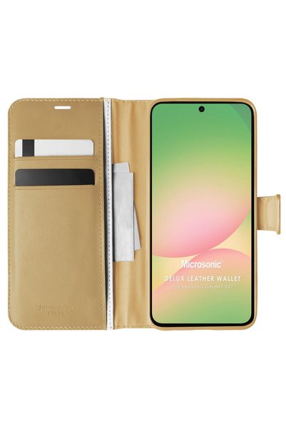 Microsonic Samsung Galaxy A37 Case Delux Leather Wallet Gold