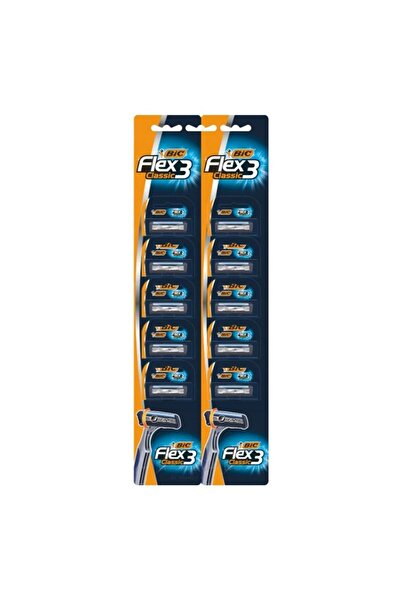 Bic Set of 2 x 10 Flex 3 Classic Razors, 3 Blades, Men