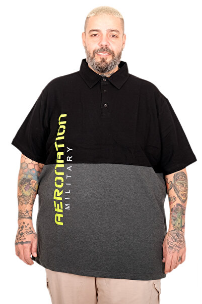 ModeXL Mode XL Великий розмір Чоловічий футболка з поло-коміром 25318 ЧОРНИЙ