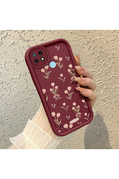 CASEVIBE Realme C21 Uyumlu, şık çiçek desenli silikon telefon kılıfı