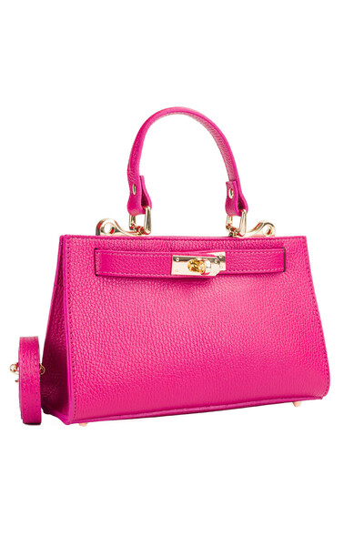 Posete Fagaras Helge Leather Purse - Fuchsia, Casual Bag Made of Genuine Leat...