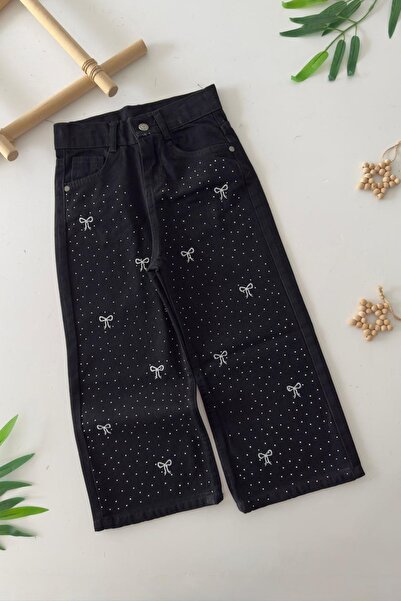 Minigimin Cicileri My Little One's Cicileri Bow Stone Detailed Wide Leg Girls...