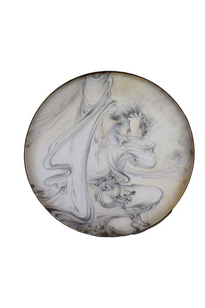 Saatistan El Yapımı İran Resimli Erbane Daf, Geleneksel Müzik Aksesuarı