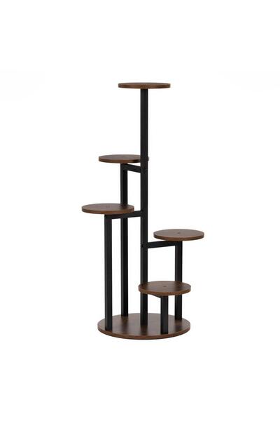 SERSIMO Suport pentru flori cu 5 rafturi din lemn, structură metalică vertica...