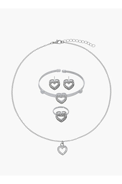 Flora Bella by Shoexpress Set of 4 Jewellery Set with Embellished Heart Design