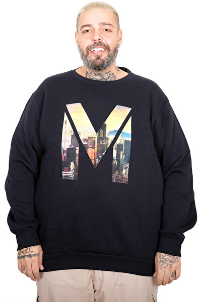 ModeXL Mode XL Large Size Men's m Crew Neck Sweatshirt U25807 Dark Blue