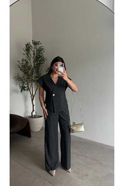 Bade Butik Anthracite Single Button Vest and Trousers Set