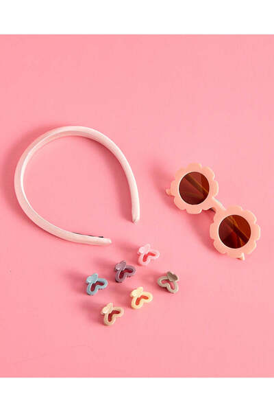 REDTAG Girls Assorted Sunglasses With Hair Accessory Set (8 Piece)