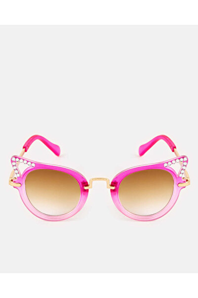 REDTAG نظارات شمسية للبنات بتصميم عين القطة باللون الوردي المزخرف