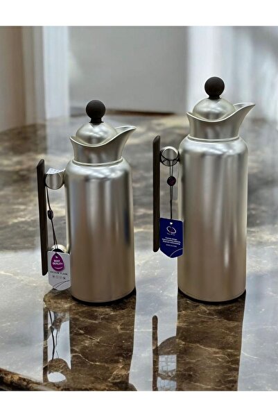 Rwafd Rema Good Thermos Set 1 Liter 07 Stainless Steel Silver Wooden Handle