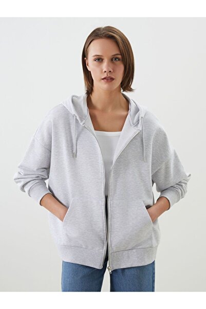 LC Waikiki Hooded Oversize Women's Zippered Sweatshirt