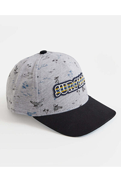 REDTAG Boys Grey And Black Printed Cap