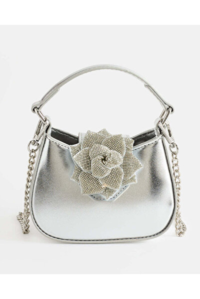 REDTAG Girls Silver Cross Body Bag With Floral
