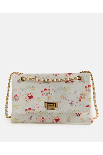 REDTAG Women White Flower Printed Flap Messenger Bag