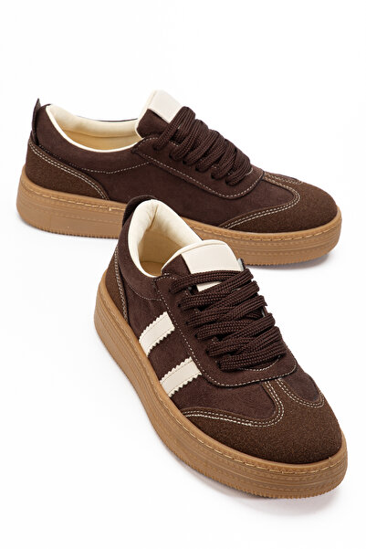 BY BERLE SHOES Women's Bitter Brown Suede Thick Sole Sneaker