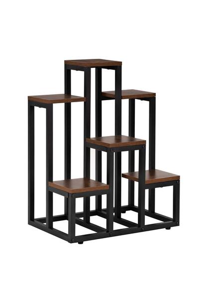 SERSIMO Suport pentru flori cu 6 rafturi din lemn, structură metalică, 51x34x...