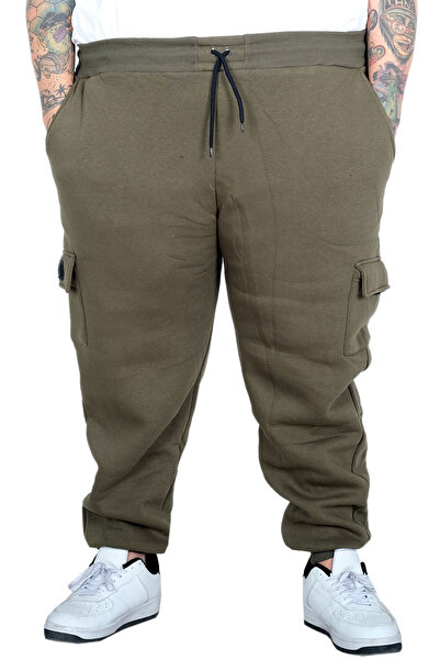 ModeXL Mode XL Large Size Men's 3 String Cargo Pocket Sweatpants 20584 Khaki