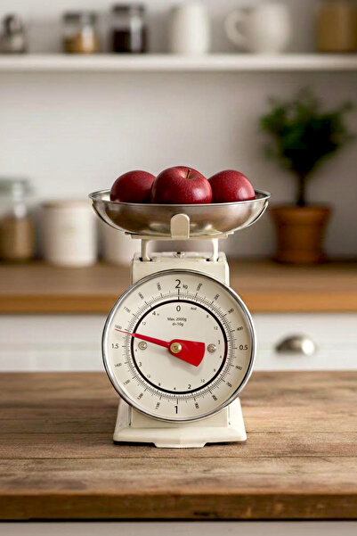 Kitchen Life 90’s Style Retro Analog Mutfak Terazisi 2 kg kapasiteli Mutfak T...
