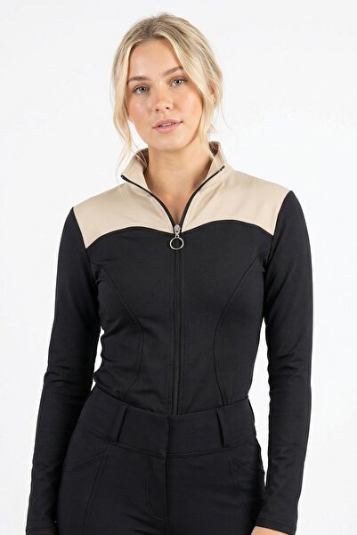 Rays 8325A Front Stripe Zippered Cardigan Black