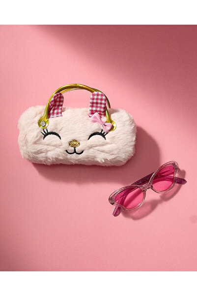 REDTAG نظارات شمسية بيضاء للبنات على شكل فراشة مع علبة مزخرفة (قطعتان)