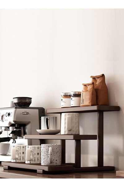 Generic Walnut Wood Desktop Organizer Shelf, Tiered Display Rack, Multi-Layer...