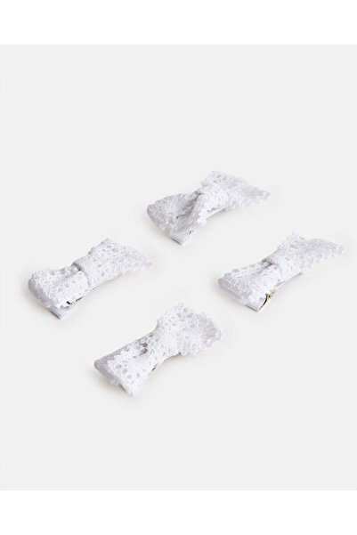 REDTAG مجموعة مشابك شعر بيضاء للبنات (عبوة من 4 قطع)