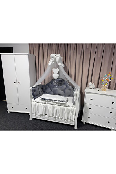 PeppiBambini Personalized 11-piece REGAL Grey Elena crib bedding -