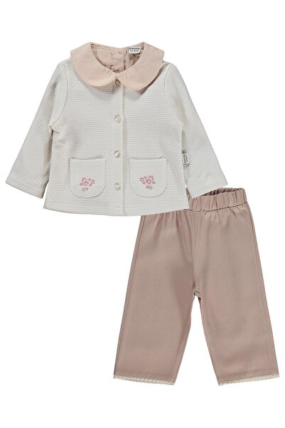 Kumru Baby Collar Cardigan 3-Piece Set 6-18 Months - Beige 9-12 Months