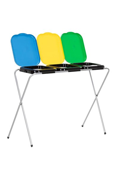 SERSIMO Selective waste bin with 3 compartments, metal frame and PP lids, 98x...