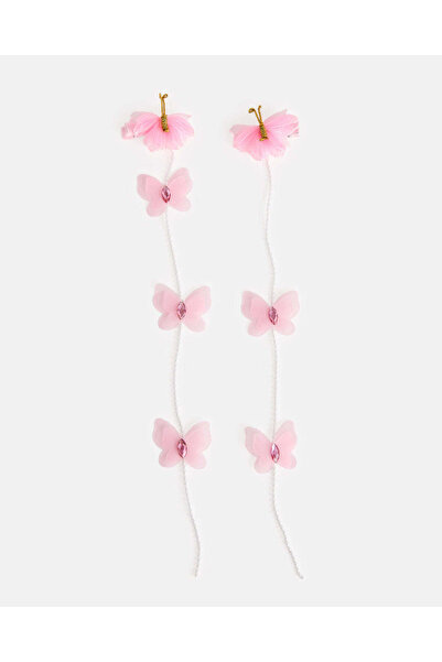 REDTAG مجموعة مشابك شعر مزينة باللون الوردي للبنات (عبوة من قطعتين)