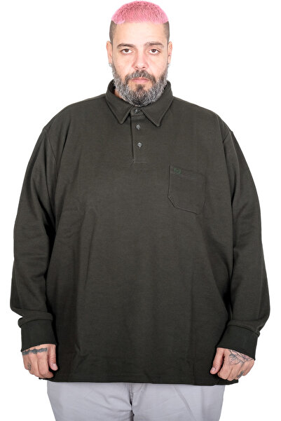 ModeXL Mode XL Large Size Men's Long Sleeve Pocket Interlock Polo U22460 Khaki