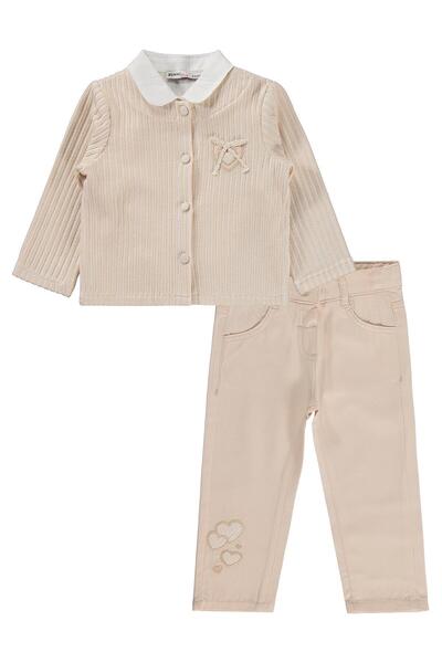 Kumru Civil Girls Παντελόνι και Σακάκι Κεντημένο Σετ 3 τεμαχίων για 2-5 Ετών ...