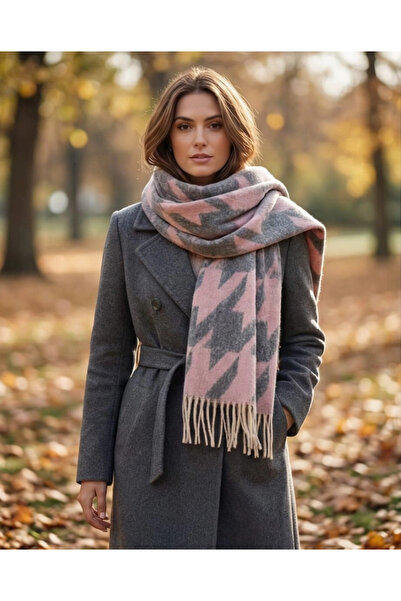 Elit Scarf وشاح فاخر بنمط مزدوج - وردي