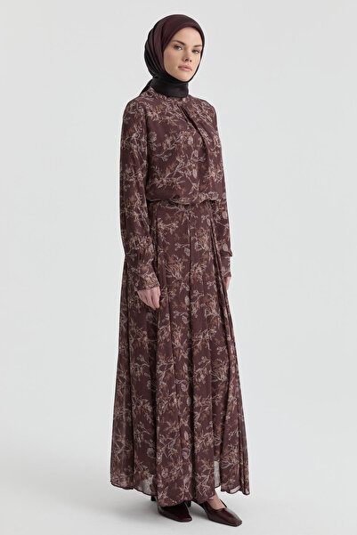 Tuğba Desenli Etek - Kahve