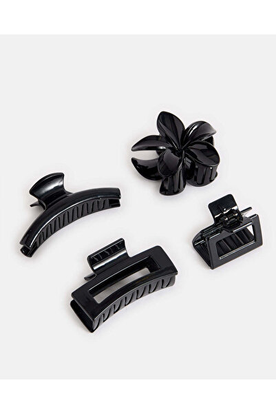 REDTAG Women Black Hair Claws Set (4 Piece)