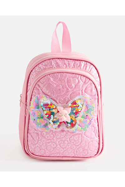 REDTAG Girls Pink Butterfly Trim Backpack