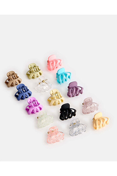 REDTAG Girls Assorted Embellished Hair Claw Set (Pack of 18)