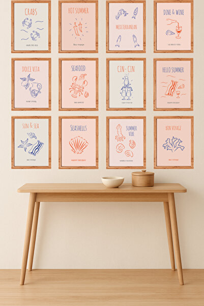 UNT 12-Frame Look Kitchen |   Modern |   Retro Wall Poster Painting Set – 15X...