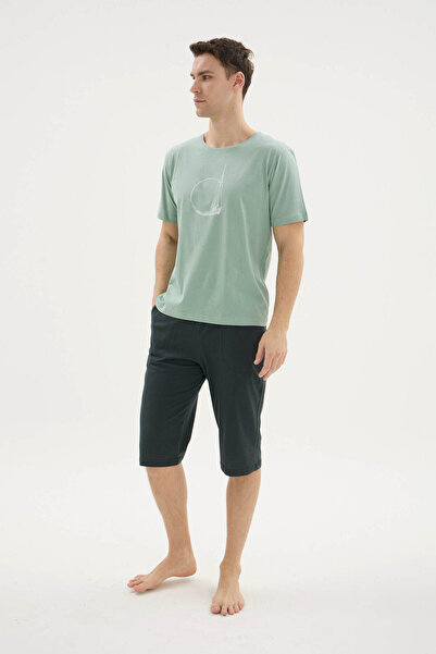 KLY 100% Cotton New Crew Neck Men's Comfortable Capri Set