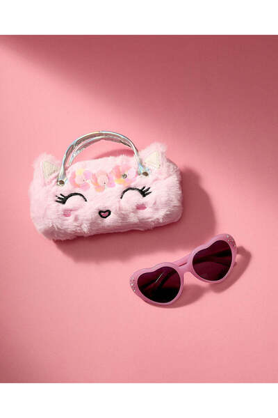 REDTAG Girls Heart Shaped Sunglasses With Character Embellished Case (2 Piece)