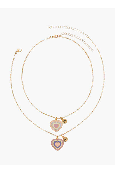 Flora Bella by Shoexpress قلادة على شكل قلب مع مشبك لوبستر - طقم من قطعتين