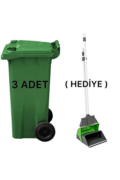 UMBEX PLUS 3 Adet Plastik Çöp Konteyneri 120 lt Isıya Karşı Dayanıklı Kapaklı...