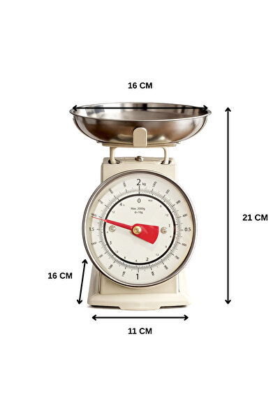 Kitchen Life 90’s Style Retro Analog Mutfak Terazisi 2 kg kapasiteli Mutfak Tartısı