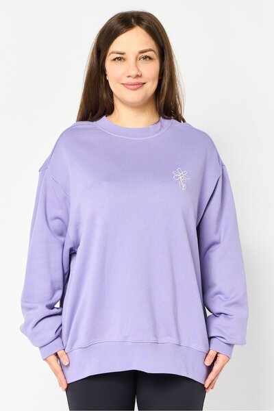 adidas Women Sportswear Fit Long Sleeve Outdoor Sweatshirt, Light Purple