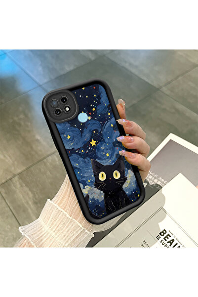 ucuc مادة السيليكون المتوافقة مع Realme C21، مقاومة للصدمات، لون أسود، نمط قطة