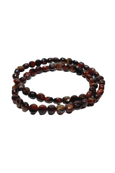 Janti Jtss26Blk1695 Red Cat's Eye Faceted Cut Natural Stone Flexible 4 mm Bra...