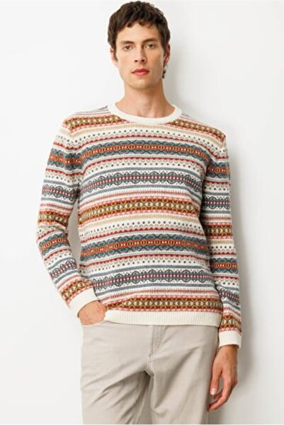 Desen Zero Collar Jacquard Wool Sweater Men's 25Kdsn25511