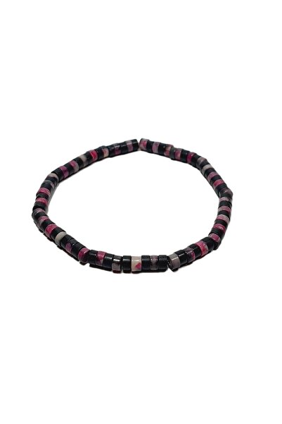 Janti Jtss26Blk1694 Inheritance Onyx Disc Natural Stone Flexible 4 mm Bracelet