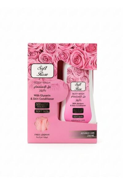 soft rose Body Wash Gift Set Glycerin Conditioner Free Loofah Pink